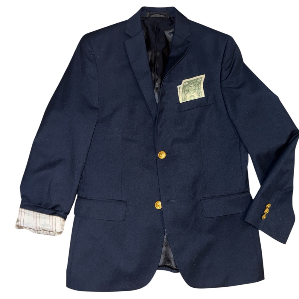 Navy Blue Women's Blazer with Gold Buttons